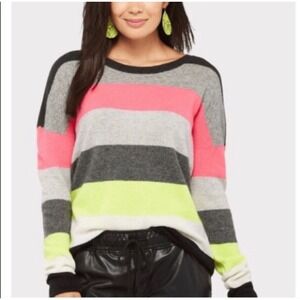 Scott & Scott London Women Pimicilo Neon Striped Cashmere Sweater Size Small